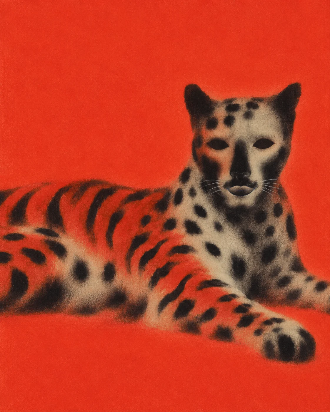 A leopard on vermilion